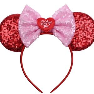 Valentine’s Minnie Ears Big Bow Sequin Heart